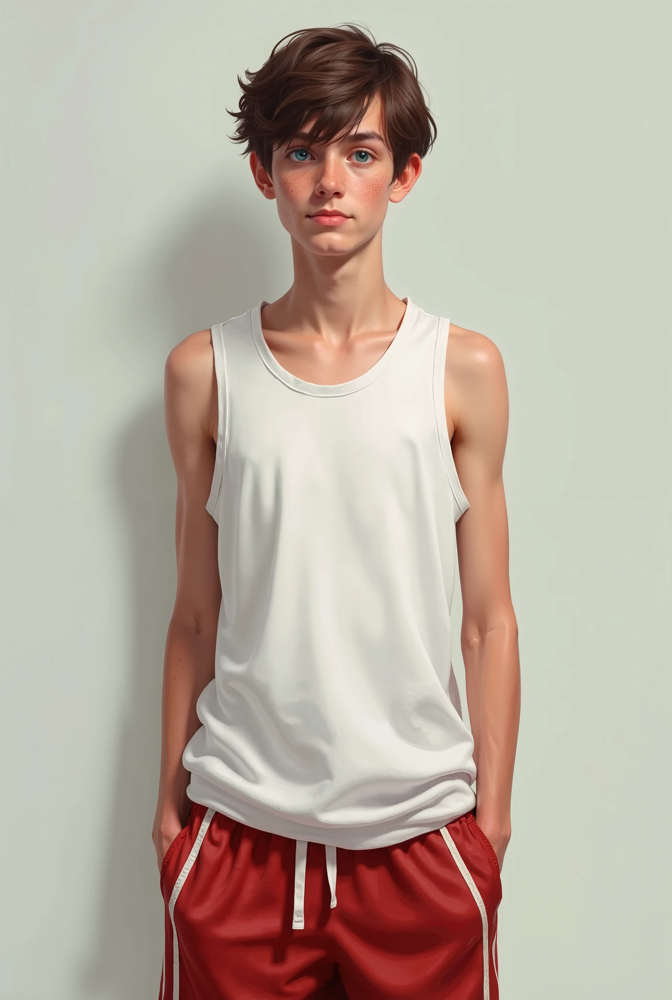 draco malfoy, athletic skinny boy, sweaty hair, sweaty teen boy, age 15, wavy hair, wearing long sleeveless t-shirt with dropped armhole, far from the camera, hands behind head, short fine armpit hair, flexing, veiny arms, cute, tall, , arms behind head, short wispy armpit hair showing, lean, wispy pubes, teen boy masterpiece, high resolution, teen boy, skinny body, skinny body, skinny body, flat chest cute. freckles, skinny body, skinny teen boy, flat chest, slim body, soft boy body, teen boy body, tall teen boy