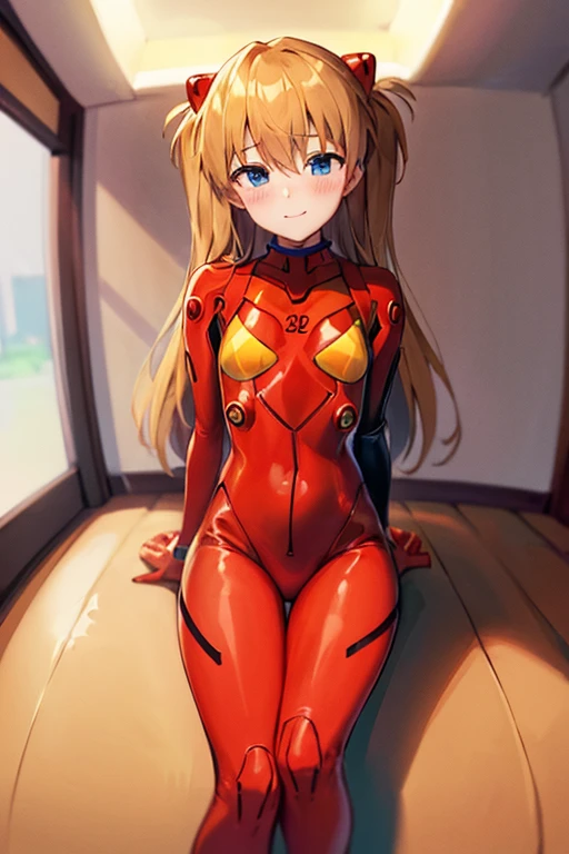 (( top quality)), ((masterpiece)), (be familiar with), perfect face, indoor, bedroom,  Watching Viewers ,
One woman,  Soryu Asuka Langley ,
開いた口,  ecstatic expression beside the piano, blush, smile,
 small tits,  flat chest, Young girl, Lori,  s,  girl,
 long hair,  two side up,
Leg spread,