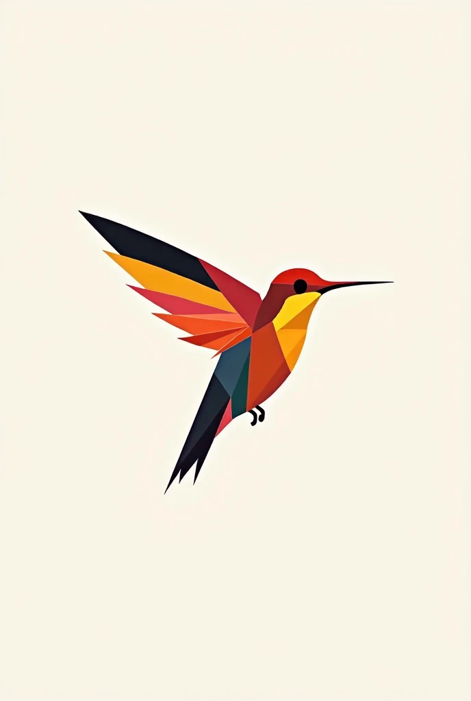 Create a hummingbird logo shaped like the letters VPP in red,orange , yellow, black and white 