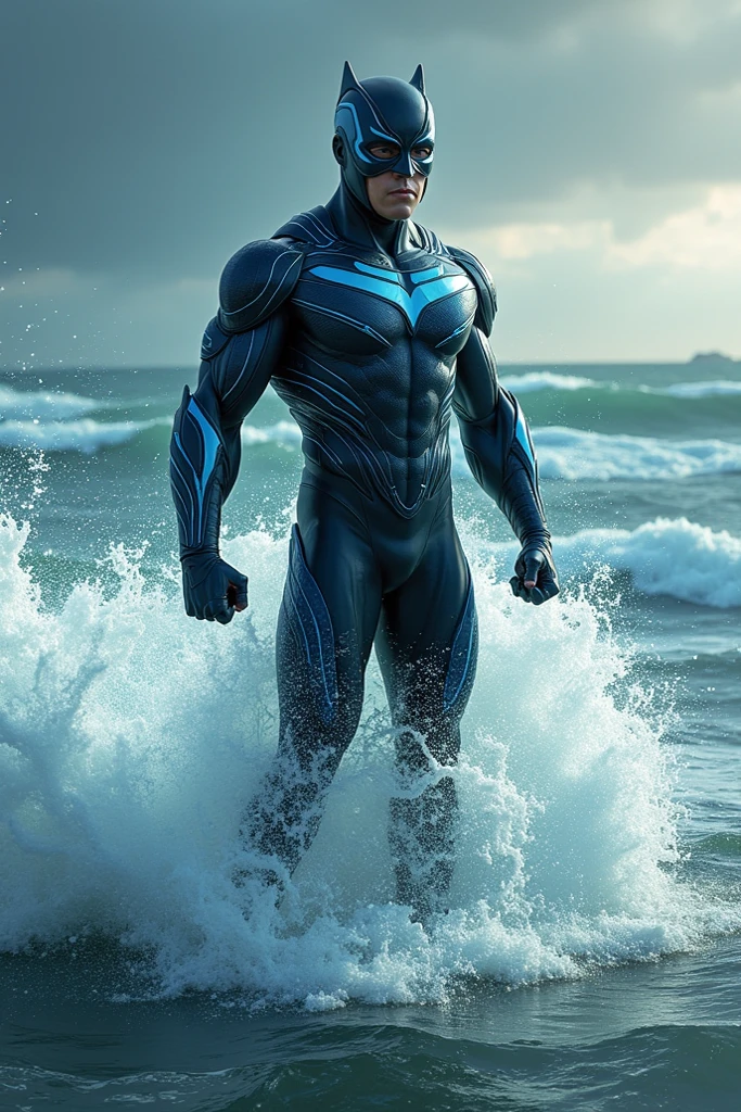 (best quality, masterpiece) Muscular himbo nightwing  ((dynamic pose, muscular, happy expression, sunglasses)|(sweating, beach scenery, sunny)),