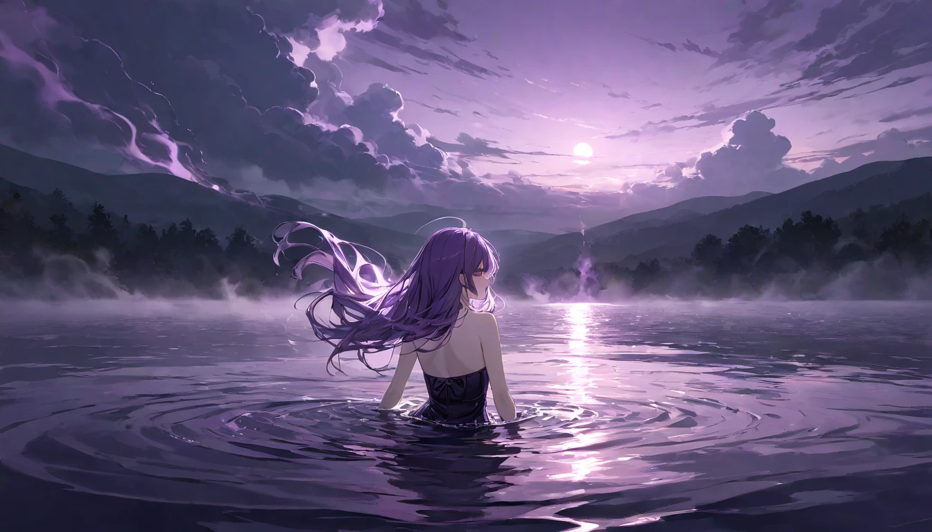 In the water　evening　purple smoke　melancholy