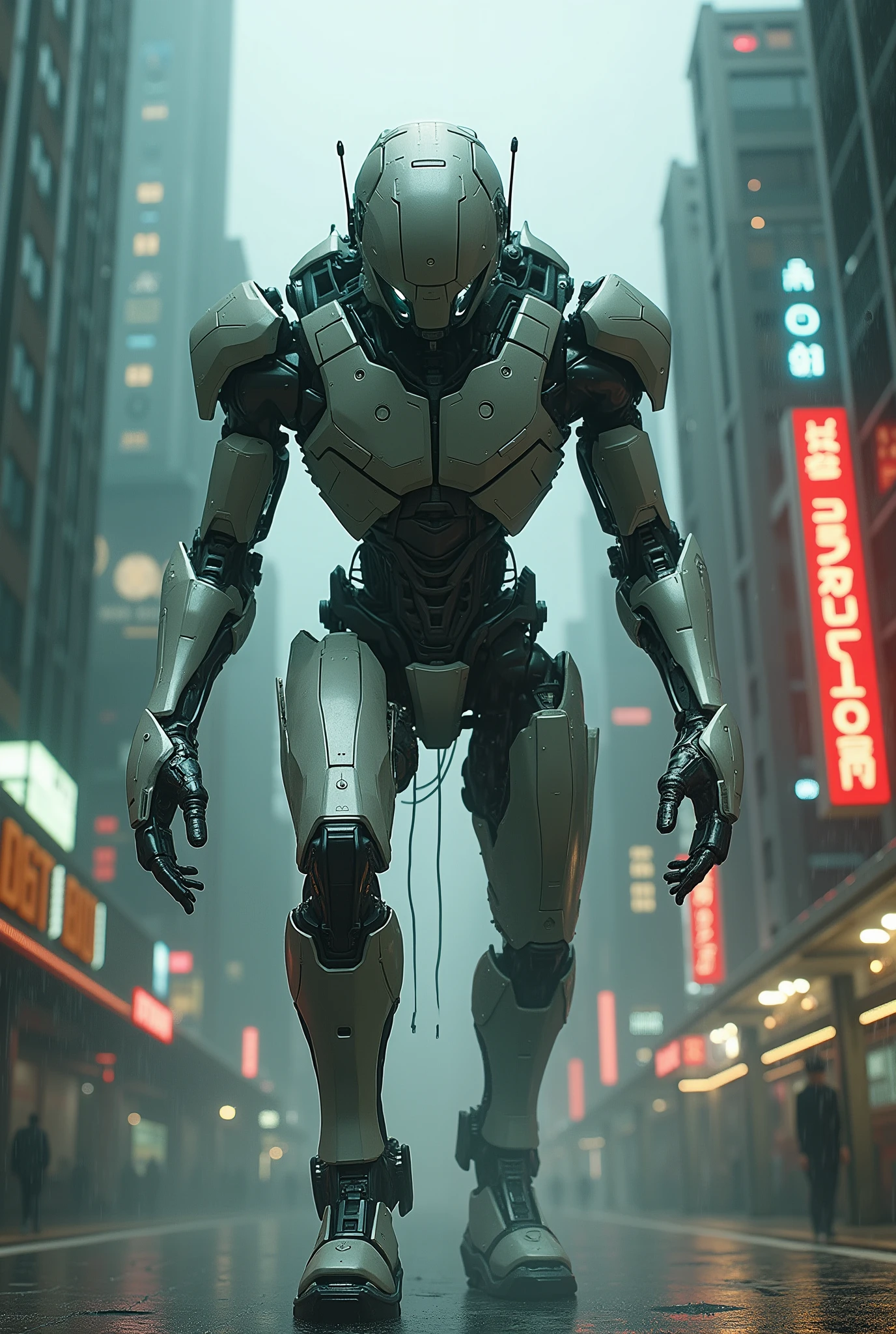 Humanoid body with cybernetic parts, cyberpunk