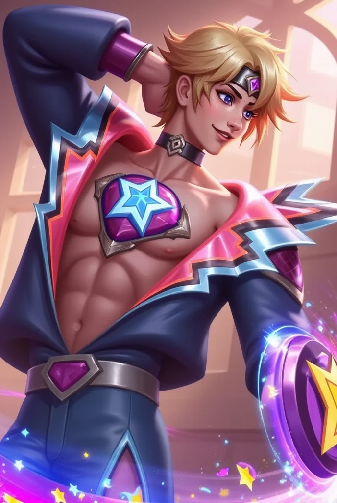 Ezreal without clothes with a hand on his hard dick layered in bed, must be showing his hard dick, NSFW, GAY,+18