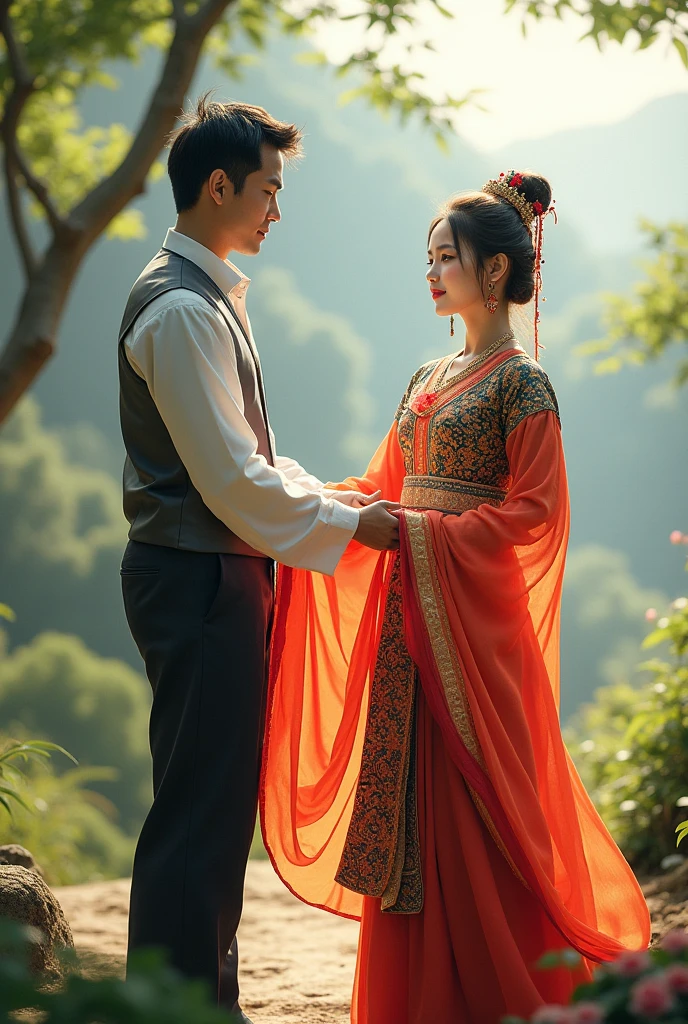 A couple wearing Chinese Hanfu