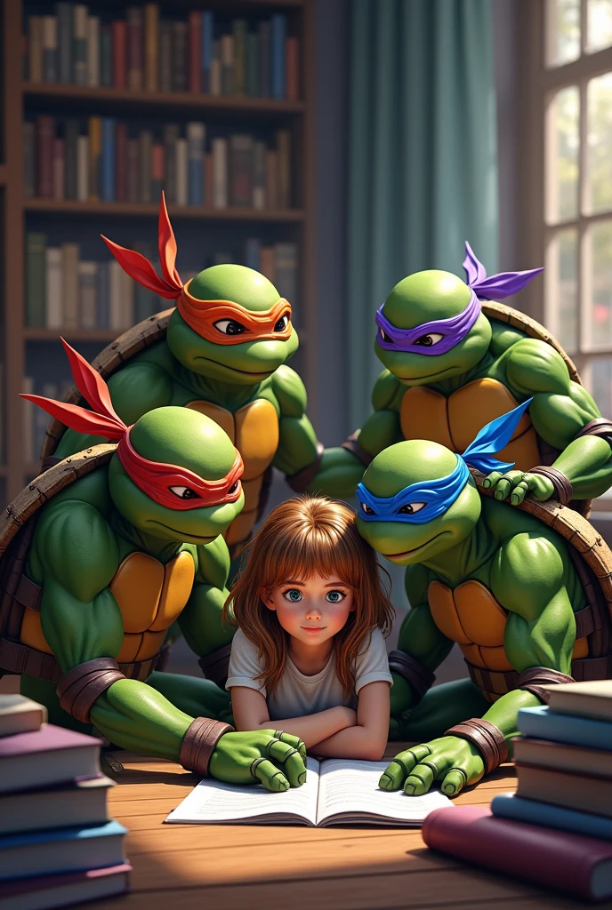 A drawing of the baby ninja turtles and Disney's baby Sleeping Beauty together
