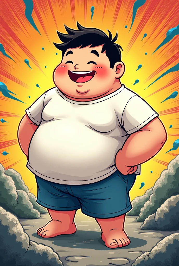 1 chibi thicc boy, happy , sunny, full body shot, fitnes,