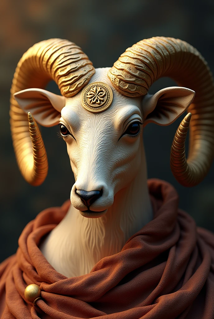 (((XNUMX))) Best quality, ultra high resolution, Detailed 4K computer graphics, masterpiece, ram god, Egyptian mythology, Egyptian style of painting, ((Ram head)), aesthetic, screen-centered, body completed