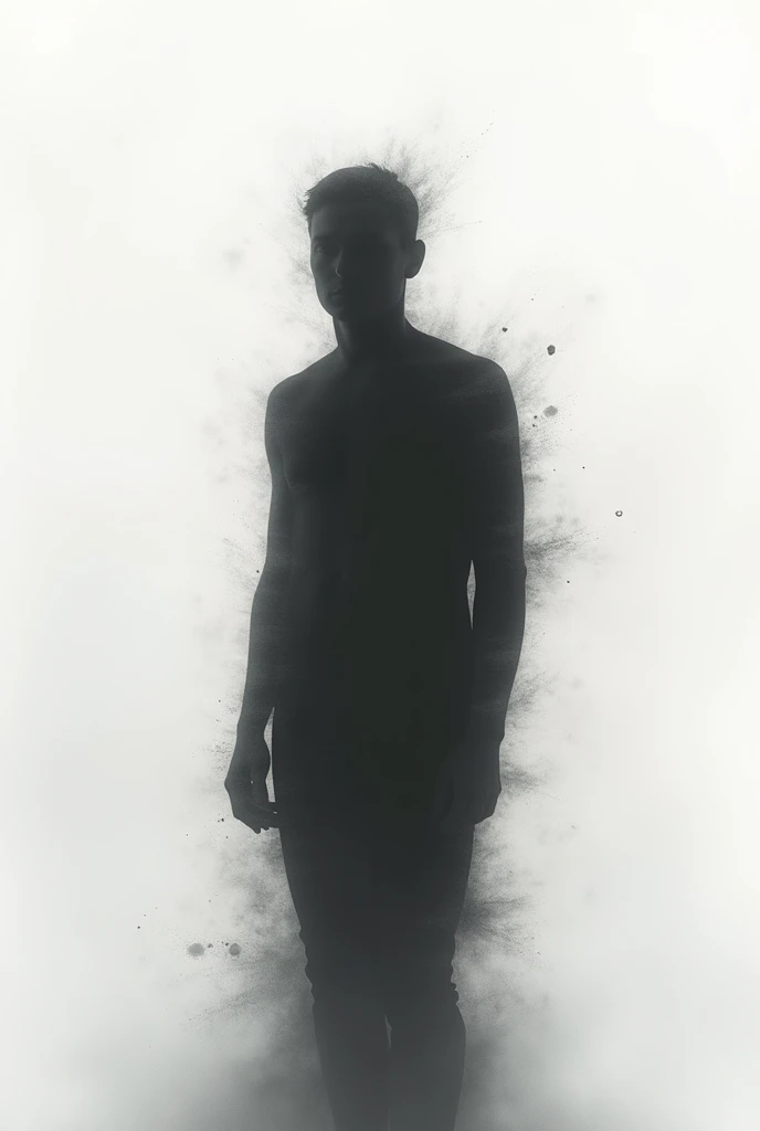 male, faceless , black and white, shadow, no looking camera