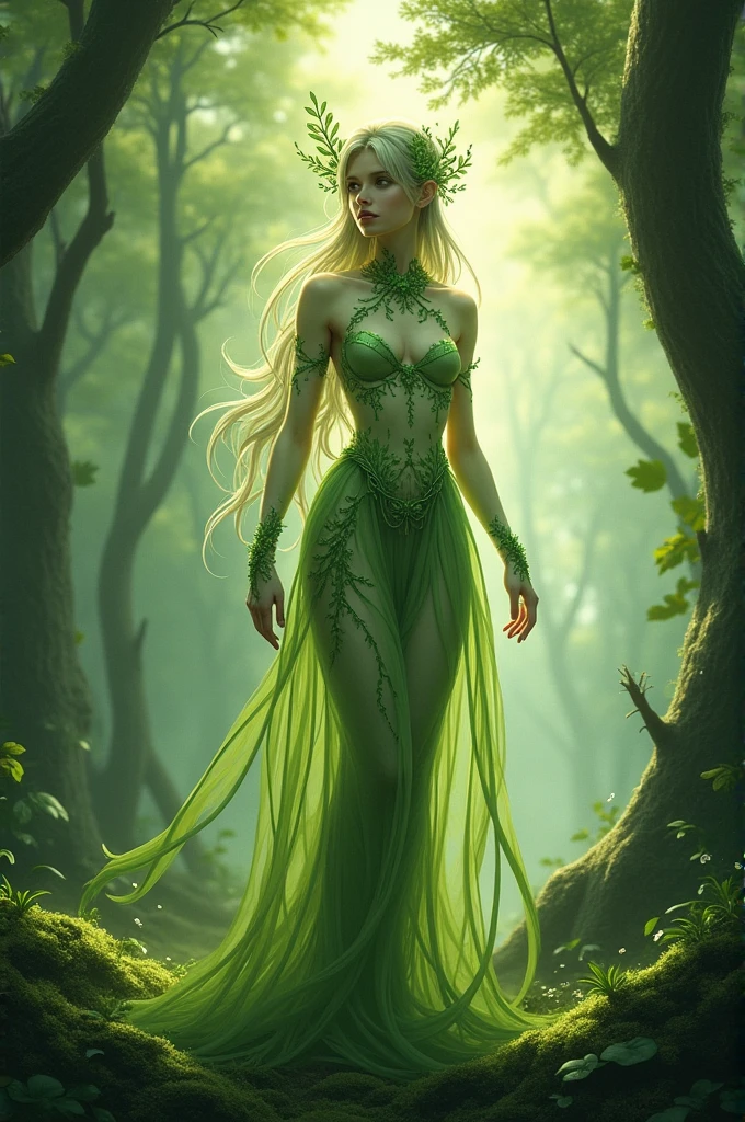 In a magical world, a plant girl with glowing vines and flowers, delicately created skin and ethereal beauty emerges. She is surrounded by vibrant and enchanted foliage, with colorful petals seemingly dancing in the wind. Her eyes sparkle with a hint of mystery, reflecting the wonders of her mystical world. Her lips, adorned with a natural rosy hue, exude a gentle and captivating smile. The delicate details of her eyes and face highlight her otherworldly allure.
The medium used to depict this enchanting scene is a mesmerizing fusion of digital illustration and surrealism. The rich textures and intricate patterns of the plants and flowers create a dreamlike and ethereal atmosphere. The vibrant colors and soft lighting enhance the magical ambiance, giving the artwork a sense of depth and vibrancy.
The additional details of this artwork include the girl's flowing leafy hair, which gracefully extends and blends with the surrounding botanical wonders. The intricate details on her dress showcase the harmony between nature and her mystical essence, with delicate vines and petals intricately intertwined. Butterflies and hummingbirds flutter around her, adding a touch of whimsy and life to the scene.
In terms of image quality, this artwork is of the best quality, with high resolution (4k or 8k) and ultra-detailed rendering. The colors are vivid and vibrant, creating a visually stunning masterpiece. The overall style of the artwork is a blend of fantastical realism and magical surrealism, capturing the imagination and transporting viewers to a world of wonder and awe.
The color palette of this artwork leans towards a warm and vibrant spectrum, with a focus on rich greens, vibrant pinks, and deep purples. The lighting is soft and enchanting, casting gentle rays of sunlight through the foliage, creating a play of light and shadow that adds depth and dimension to the scene.
Overall, this artwork depicts a mesmerizing scene of a plant girl in a magical world, surrounded by