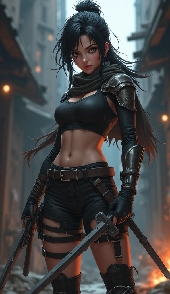 (A dark-skinned adventurer rogue) (dynamic pose) (full leather armor) (cute face) (nice body) (highest quality) (extremely detailed) (dungeon background) (4K)