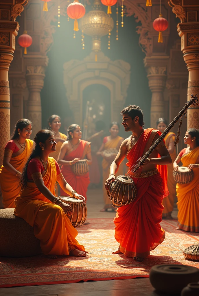 Srilanka traditional dancer male with various music items