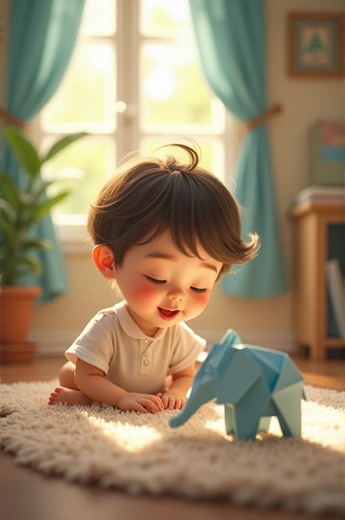 Crie um desenho  que tenha elefante, nuvem, borboleta e lua. For a baby .