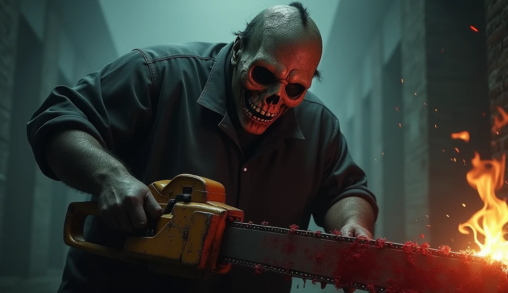 there is a man with a chainsaw in his head, chainsaw man, chainsaw sword, chainsaw, elegant horror artwork, horror saw teeth, horror illustration, leatherface, horrific digital art, carnage, from hotline miami, detailed 4k horror artwork, chainsword in the other, butcher angry rotting zombie, digital horror artwork, saw teeth, the evil within monster, saws