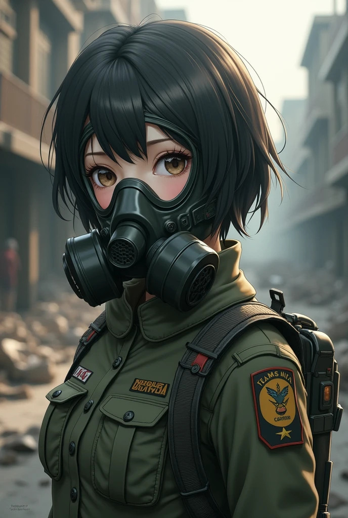 apocalyptic kid a 5 year old girl wearing gas mask 