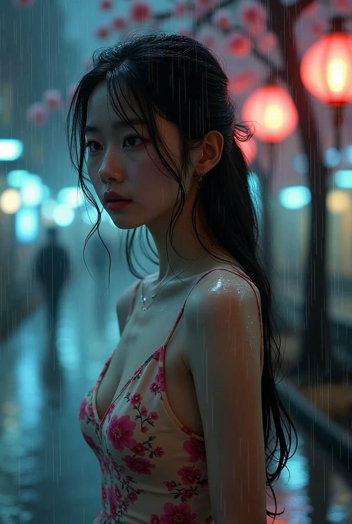 (masterpiece:1.2, best quality), (real picture, intricate details), (night, dark, downpour:1.4)
There was no one in the alley, and the surroundings were silent, only the raindrops sprinkled on the tile eaves of the low houses near and far, making a slight rustling sound. In the cold rain, (1 beautiful 22 year old pakistani girl, big breasts, wet dress, super sexy, perfect eyes:1.2) squatting on the ground, legs wide spread, dynamic pose, small clothes drenched in rain, hyper realistic, highly detailed, 8K, 3D HDR