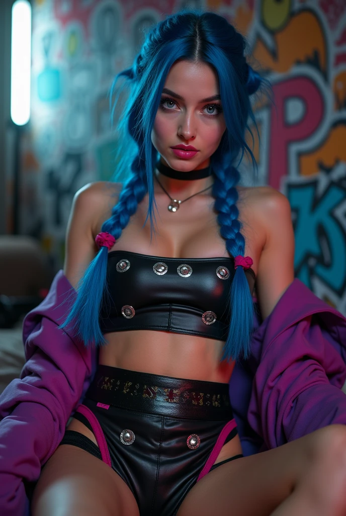 1girl, (nun:1.1), blue hair, messy hair, (braid), young female, ahegao, rolling eyes, (on a  movie sets:1.5), spread legs, black thighhighs, long pleated skirt with slits, torn clothes, (veil:1.1), bare breasts, BreastsApart, showing her face,