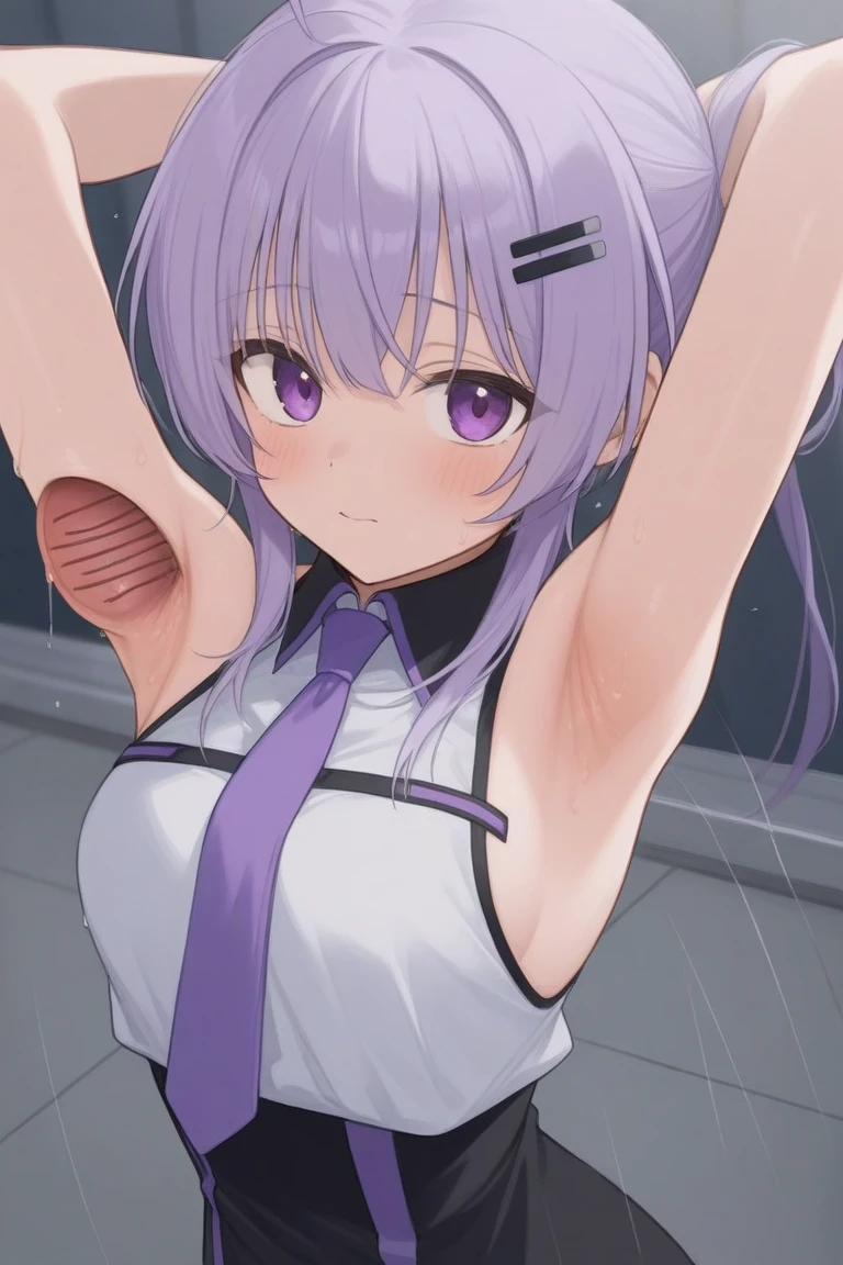 (((pixel-perfect, detail-perfect, high resolution))), ((1girl, nsfw)), despair, ((crying)), (purple hair), medium hair, purple eye, ((nude)), sweat, (((black headband on head top, headband of dark))), ((vivid pink nipples)), hands on floor, all fours, (((vaginal, sex))), (((1man))), on the stage, crowd around, japanese anime style