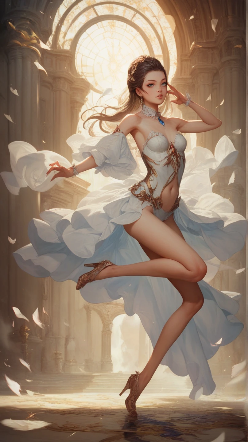 tmasterpiece,超A high resolution,a beautiful woman,The perfect figure to fly in the sky,The facial features are delicate and beautiful,middlebreast,No clothes all over,The body is wrapped around the body with gemstones and flower vines,Magical world,Artistic effects,The colors are natural,Shadows are clear,ultra-realistic realism,Real Photographics,Ultra HD images,High quality detailing, Cinematic lighting,((Contre-Jour)),absurderes, unbelievable Ridiculous, hugefilesize, ultra - detailed, A high resolution, The is very detailed,best qualtiy,tmasterpiece,illustratio,The is very detailed,CG,unified,8k 壁纸,Amazing Cleavage,finely detailled,tmasterpiece