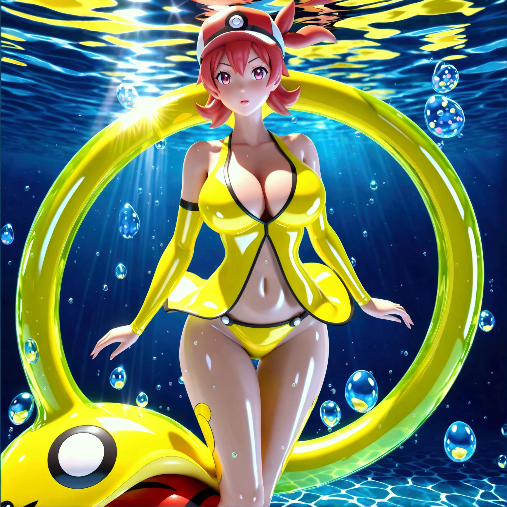 A sexy 13-yr Australian girl is wearing transparent frog head hoodie sexy full body details figure, wearing transparent two piece scally detailed on skin like Bikini lifting up plump pussy , wavy pink short braided hairstyles from the flow water, ((having tail wrapped by leg))((goblin ears))(scally frog hand))((showing feets near camera)) (accurate details of hands & fingers)) hard big errect nipples, open legs splitting position,exposed pussy line, exposed panties, exposed pussyline, smiling with teeth exposed. Sparkling green eyes, charms, face details & fucos skin texture colored pinl, swimming under the ocean showing corals, urchins, fish, turtle, whale, bubbles of air for accurate background masterpiece ((with full yellow frog skin textured all over her body)) (( has gills)) swimming with ocean current waves under the sea