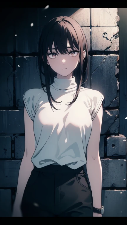 ((((Obra maestra, La mejor calidad, ultrahigh resolution)))), 1girl, standing, ( back hair, dark black hair over eye)), long hair cut, pale skin, ((brown eyes)), glowing_eyes, neon eyes, (ultra detailed eyes:0.7, beautiful and detailed face, detailed eyes:0.9), ((centered)), smile, ((wide shot)), facing viewer, (((vibrant background of outside, flowers, bright lighting, summer, sunlight))), flat chested, ((looking at viewer)), ((half closed eyes)), ((perfect hands)), ((head:1, hips, elbows, arms, in view)), ((hands behind back)), empty eyes, beautiful lighting, defined subject, 25 years old, ((cool looking)), ((from above, wide shot)), visible breast, pink nipples, mole on nipples, exposed breast, exposed pink nipples
