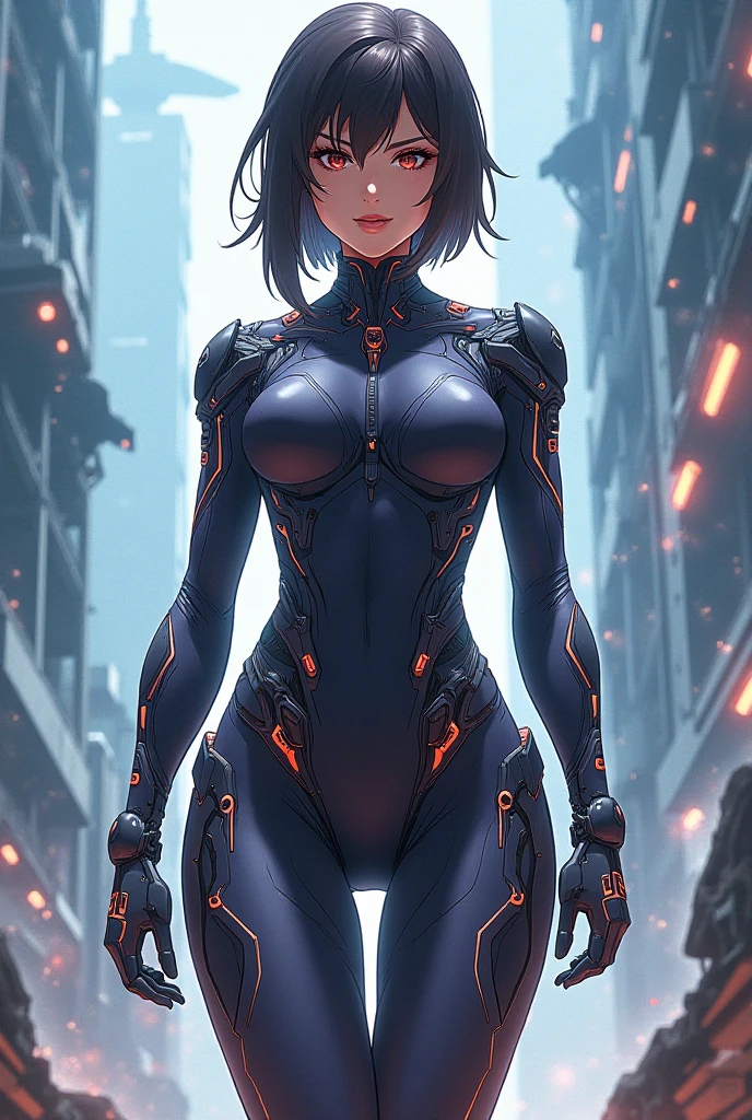 (1 girl), female huge robot, giantess, landscape, sci-fi, transistorpunk, biopunk, (gray, black), earring, cybernetic body parts, in future town, dynamic pose, dynamic angle, large breast, thighhighs, cleavage, boobs window, (Best quality), (masterpiece), (highly detailed), cyberpunk, glowing eyes, mecha, particles, Post Processing, Anisotropic Filtering, Depth of Field, Multilayer Texture, accurate simulation of light-material interaction, (perfect proportion), Octane Render, two-tone lighting