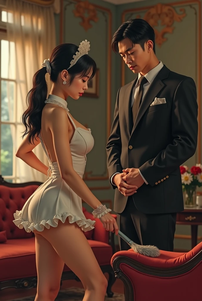 Bride urinates while sitting with her legs spread