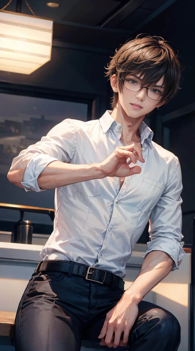 ((8k:1.27), top quality, masterpiece, super high definition:1.2) Photograph of Japan men, 40s, cool, shirtless, neck up, muscular body, male decisive expression is clearly depicted. The lighting is dramatic and creates a dynamic atmosphere, Takuya Kimura, keen gaze, short hair, muscular body, perfect center, naked torso