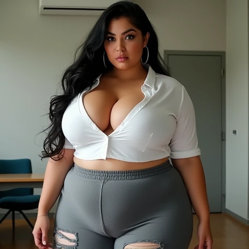 (masterpiece), best quality, expressive eyes, perfect face, cute, 40 year old busty indian aunty, wearing tight mini skirt, black heels, thigh high socks, curvy, thick, hourglass figure