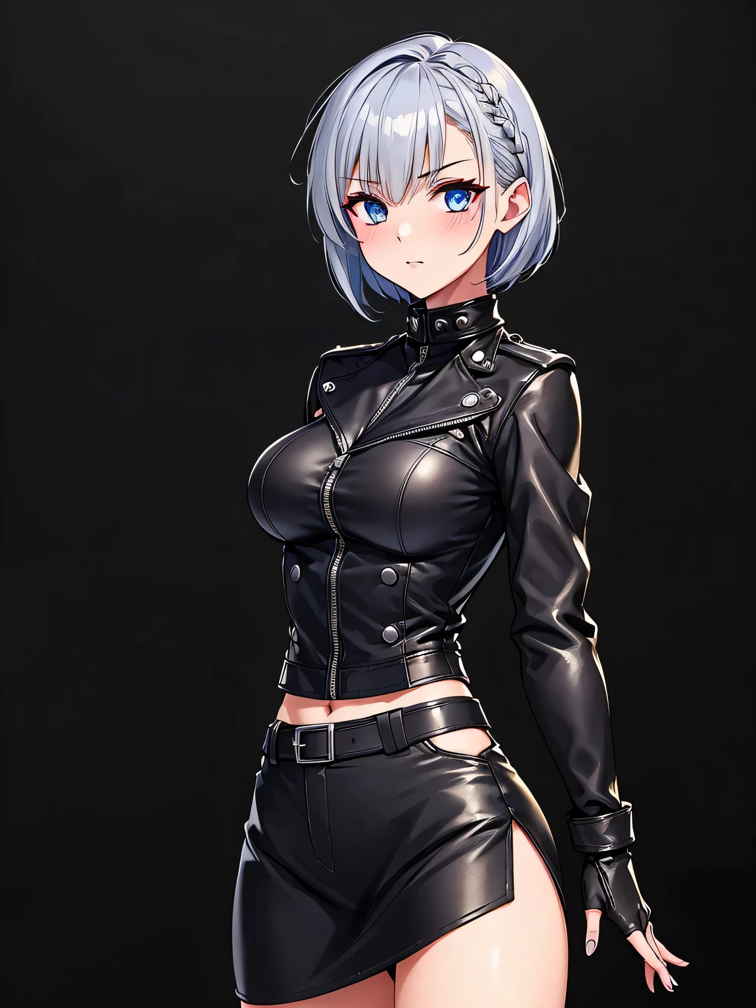 white hair, short cut,1girl,short pants, sneakers, beautiful eye, full body, dancing, looking away, black suit,[realistic], [3d], smile, closed mouth,(8k, RAW photo, best quality, masterpiece:1.2), ultra high res, photo realistic, professional lighting, detailed lighting, professional photography, high quality, high res, extremely detailed, bloom, depth of field, sketch, sharp focus, soft lighting, detailed, detailed skin, to8contrast style