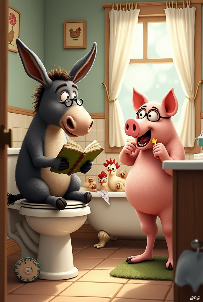 solo, feline, angry pig reading newspaper, two identical heads on one body, bald, pig ears, masculine, necks, correct eyes, adult, male, 50 years old, (stylized 3d, by disney, by rembrandt), by pixar:1.1, by dramamine, (fat, beefy, dadbod, chubby, big belly, sweaty, bathroom stall background, (shirtless, nude, flaccid penis, hairy testicles, big nipples), correct hands, correct anatomy, (ultradetailed, best quality, detailed masterpiece, highly detailed masterpiece, 4k, professional cartoon:1.7), (natural pose, sitting on toilet, reading newspaper:1.3, arguing)