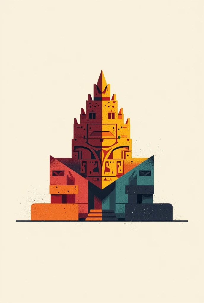 create a logo for an architecture studio inspired by buildings from the Peruvian Mochica culture, using commercial colors called THALU Arquitectura y Construccio 