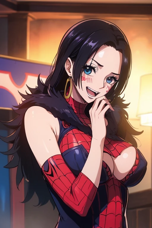 (((obra maestra))), (((Mejor calidad))), ((ultra detallado)), (highly detailed CG illustration), boa hancock, , (obra maestra:1.5), Foto detallada, ella lleva un traje de Spiderman,ajustado,sonriente,cuerpo entero, sexy, (Mejor calidad: 1.4), (1 chica), Hermoso Face, (pelaje negro, ancho: 1.3), Hermoso Hairstyle, ella usa un traje de spiderman, Hermosos detalles ojos, (Piel realista), Piel hermosa, absurdo, atractivo, Ultra high resolution, High Definition, (excitado sexualmente:1.5), piel blanca rosada, cool white light, pose sexy, Hermoso , Fondo blanco, luz blanca suave rosa,lleva un traje de Spiderman, , {inside the room|exteriores|fondo simple},(Sin correa para el hombro:1.3),(ebrio:1.7)) (por el WAVY:0.8), pelaje negro,(blue eyes),pechos grandes,sonrisa, (Estar rojo en la cara:1.4),mira a la camara, lleva un traje de Spiderman,traje de Spiderman,sexy