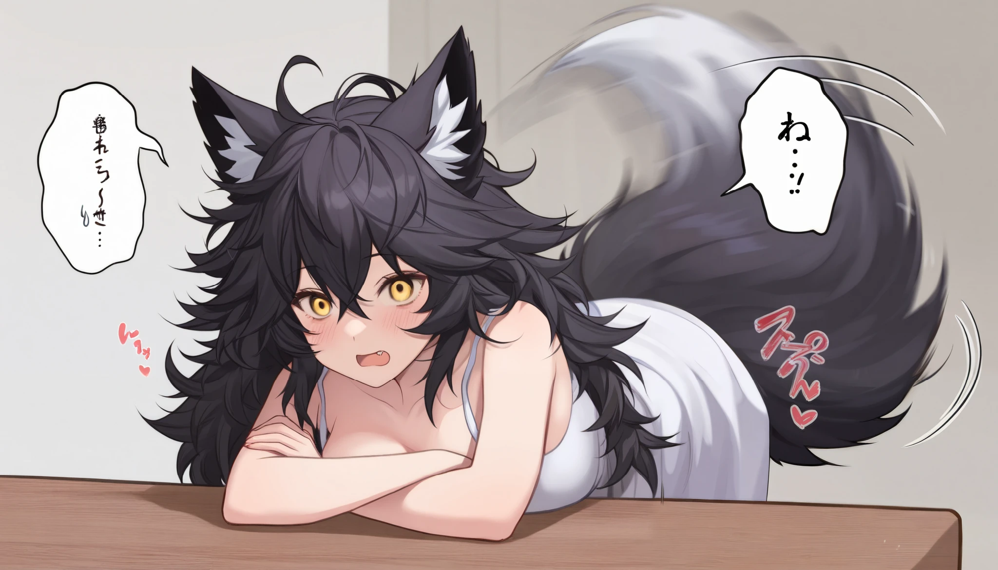 Solo, score_9,score_8_up,score_7_up, acore_6_up, score_5_up, source_furry, Anthro, kemono style, ahri from league of legends, she’s an Anthro furry white fox girl, anthro furry fox, white furry body, black fox ears, long black hair, indoors, naked, pov, pov blowjob, she is sucking viewers cock