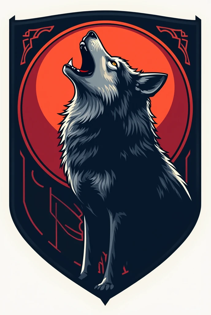 howling wolf with a shield background for car logo