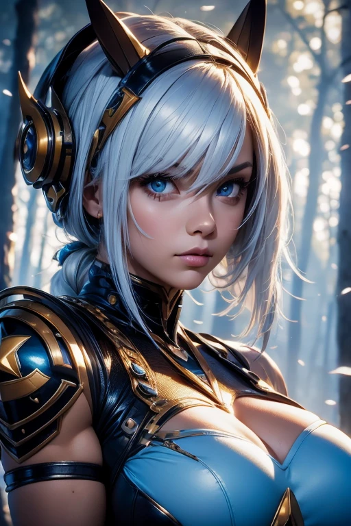 1 girl, solo, Incredibly beautiful girl (half-elf) with a model-like physique, (((underboobs)), (upperbody), She has long legs and a slender face with highly defined eyes. Her hairstyle is a ash-colored ponytail. She has a chest but maintains a seductive posture. The scene is set in space with a cosmic background. Medium: Digital illustration Additional details: The girl is wearing a futuristic, form-fitting bodysuit in shades of silver and purple. The suit glows with intricate patterns, emphasizing her curves. She is surrounded by swirling stardust and colorful nebulae. Her eyes emit a soft, ethereal glow. The lighting is dramatic, with a strong interstellar light source casting shadows and highlights on her delicate features. Image quality: (best quality, 4k, 8k, highres, masterpiece:1.2), ultra-detailed, (realistic, photorealistic, photo-realistic:1.37) Art style: Sci-fi, concept art Color palette: Cool tones with hints of purple, blue, and silver Lighting: Dramatic interstellar lighting with strong highlights and shadows.