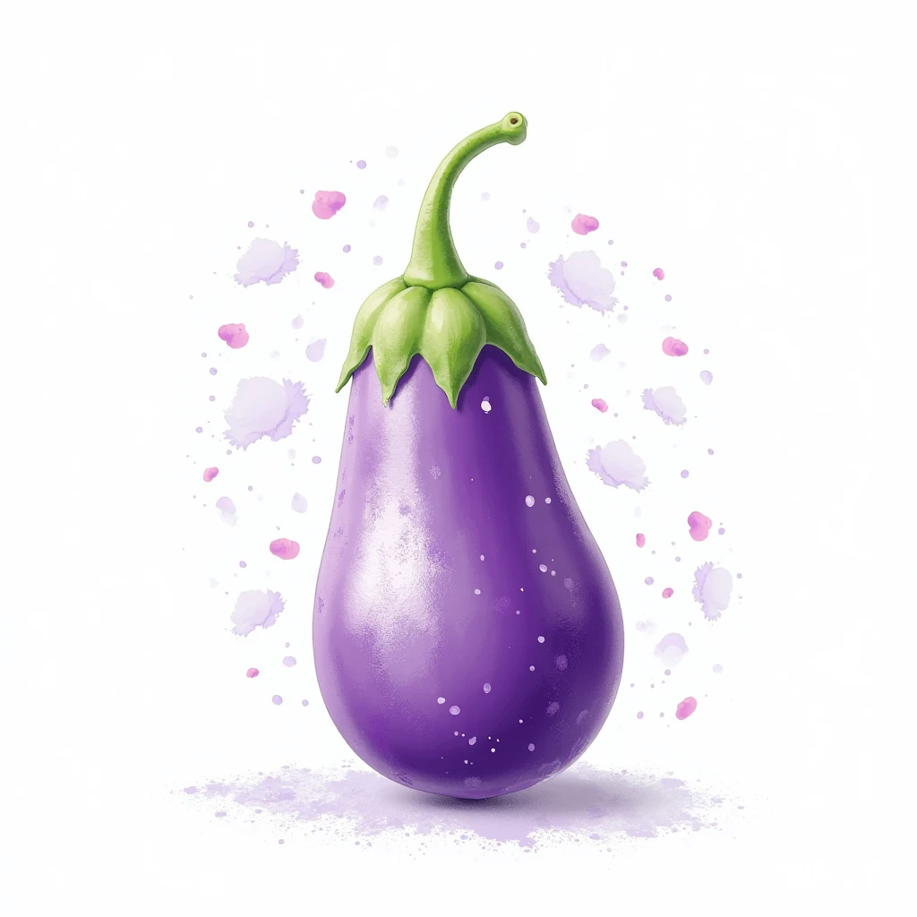 (masterpiece:1.2,EXCEPTIONAL QUALITY ,Mirror finish, Cinematic Experience, best illustrations), ultra high definition, more details,8k,16k,wallpaper,(New Year's card design drawing ),(purple eggplant),( minimalist:2.0),( cute:2.0),(watercolor:1.5),( has a white background:2.0),(Plain background:2.0)