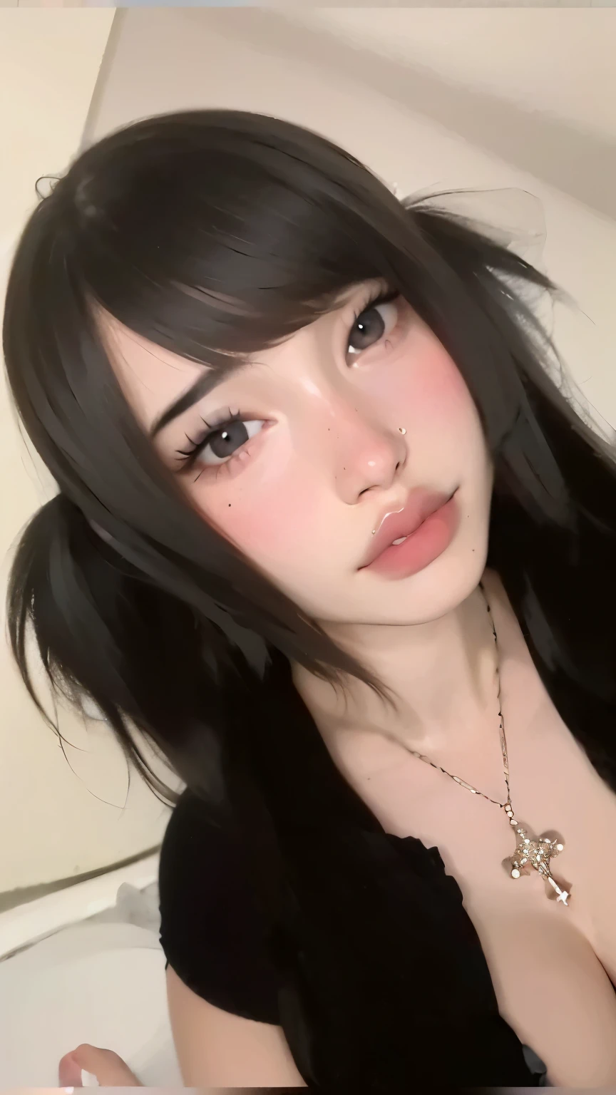 hay una mujer con orejas de gato y una camisa blanca, ella tiene el pelo negro con flequillo, chica anime en la vida real, pelo cortado hime negro, el corte de hime, sui ishida con cabello negro, ruan cute vtuber, peinado de corte hime blanco, muy hermosa linda catgirl, con pelo corto con flequillo, shikami, cabello limpio con flequillo