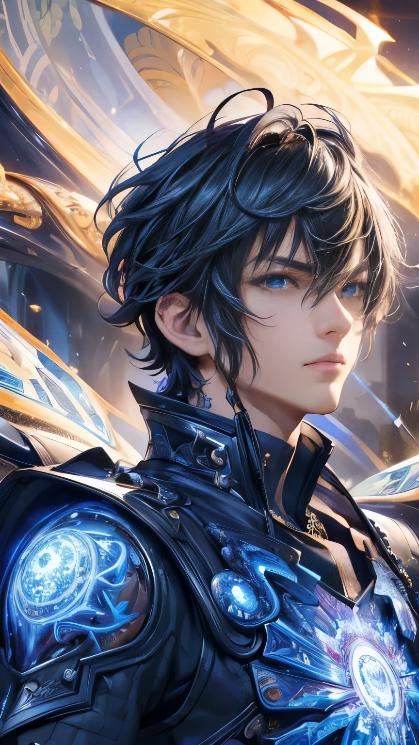 (masterpiece, top quality, best quality, official art, beautiful and aesthetic:1.2), boy, handsome, extreme detailed faces, (fractal art:1.3), colorful, highest detailed, (perfect face), shiny skin, HDR, cantarella, extremely detailed dress, detailed background 