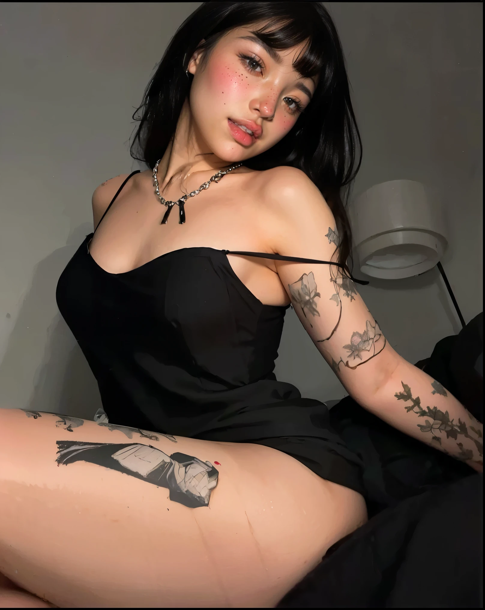 Polish slavic black jet hair gothic teen, pigtailed tattoed and pierced, vaginal insert dildo, bukkake fetish milk and honey, naked bdsm