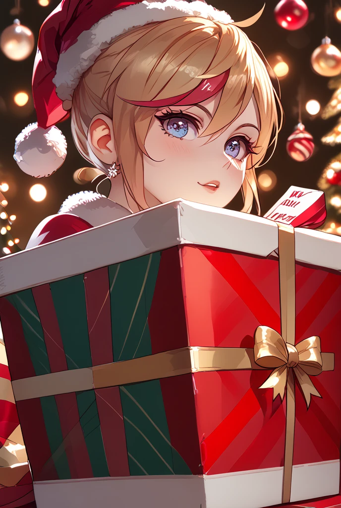 Muse Dash Rin, Rin, wearing a  erotic Christmas box