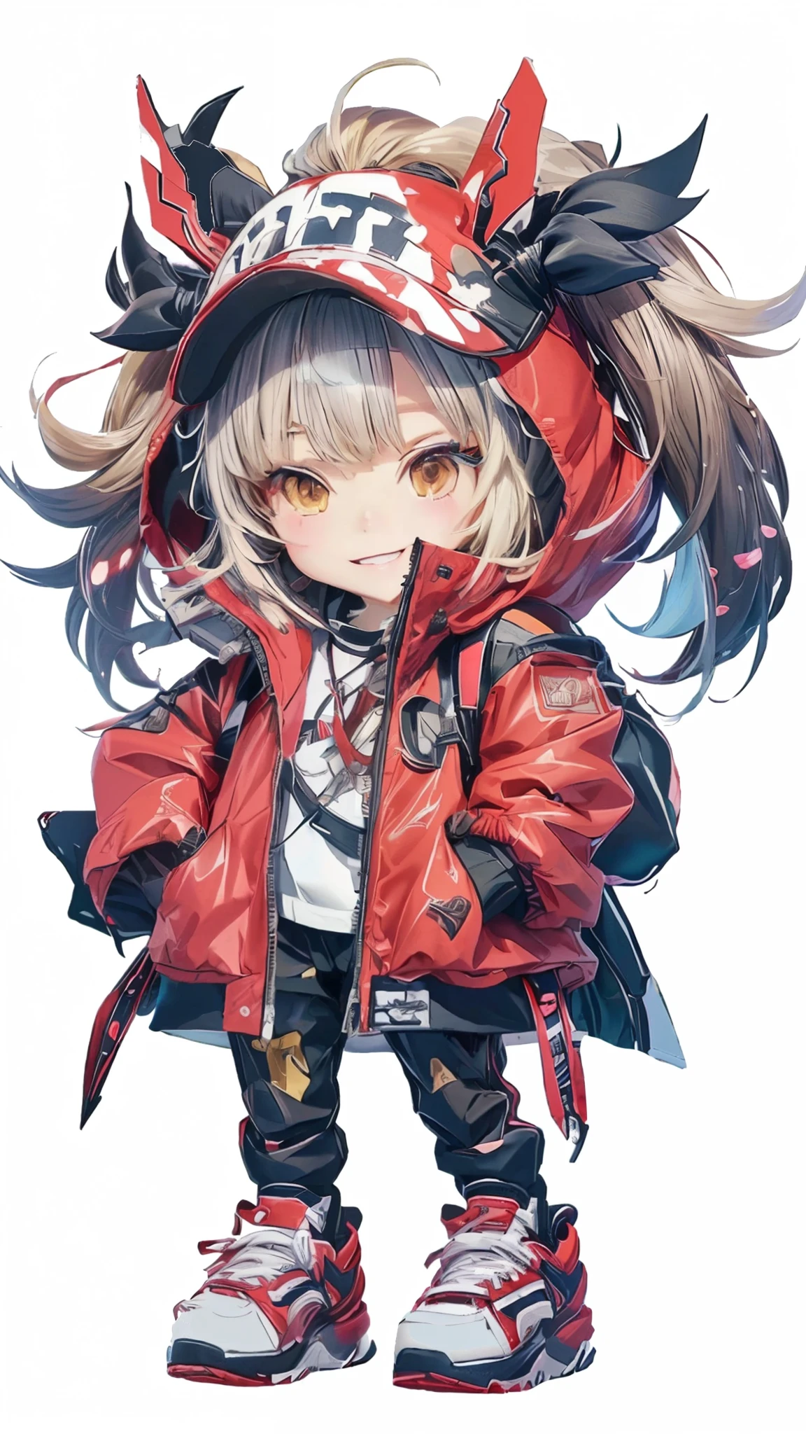 anime girl in red jacket and black pants with a red hat, anime style 4 k, best anime 4k konachan wallpaper, from arknights, badass anime 8 k, anime art wallpaper 8 k, cute anime girl, anime art wallpaper 4k, anime art wallpaper 4 k, splash art anime loli, kantai collection style, girls frontline style