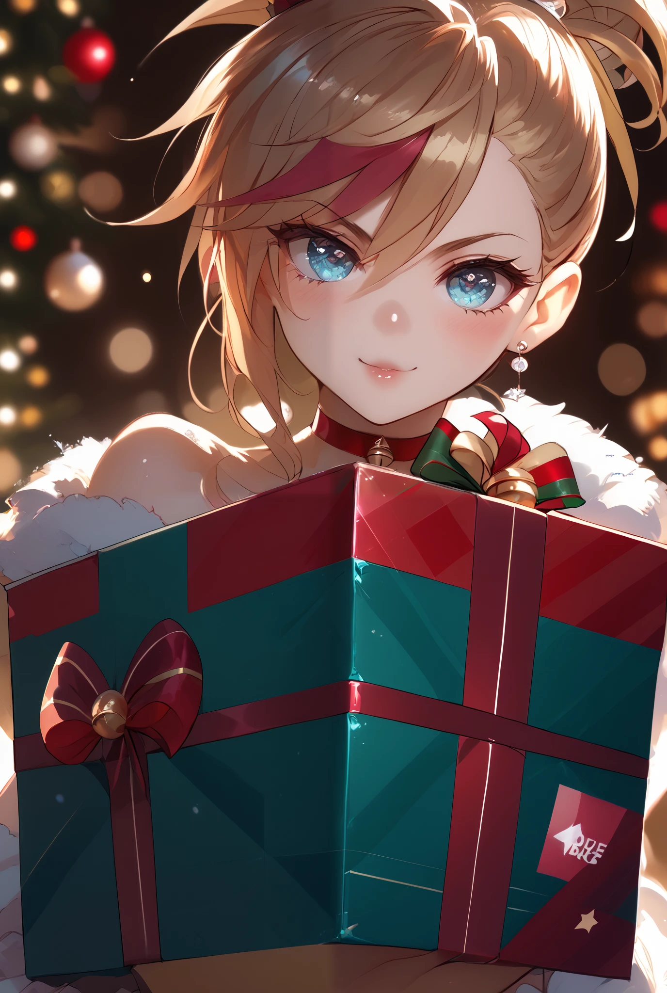 Muse Dash Rin, Rin, wearing a  erotic Christmas box