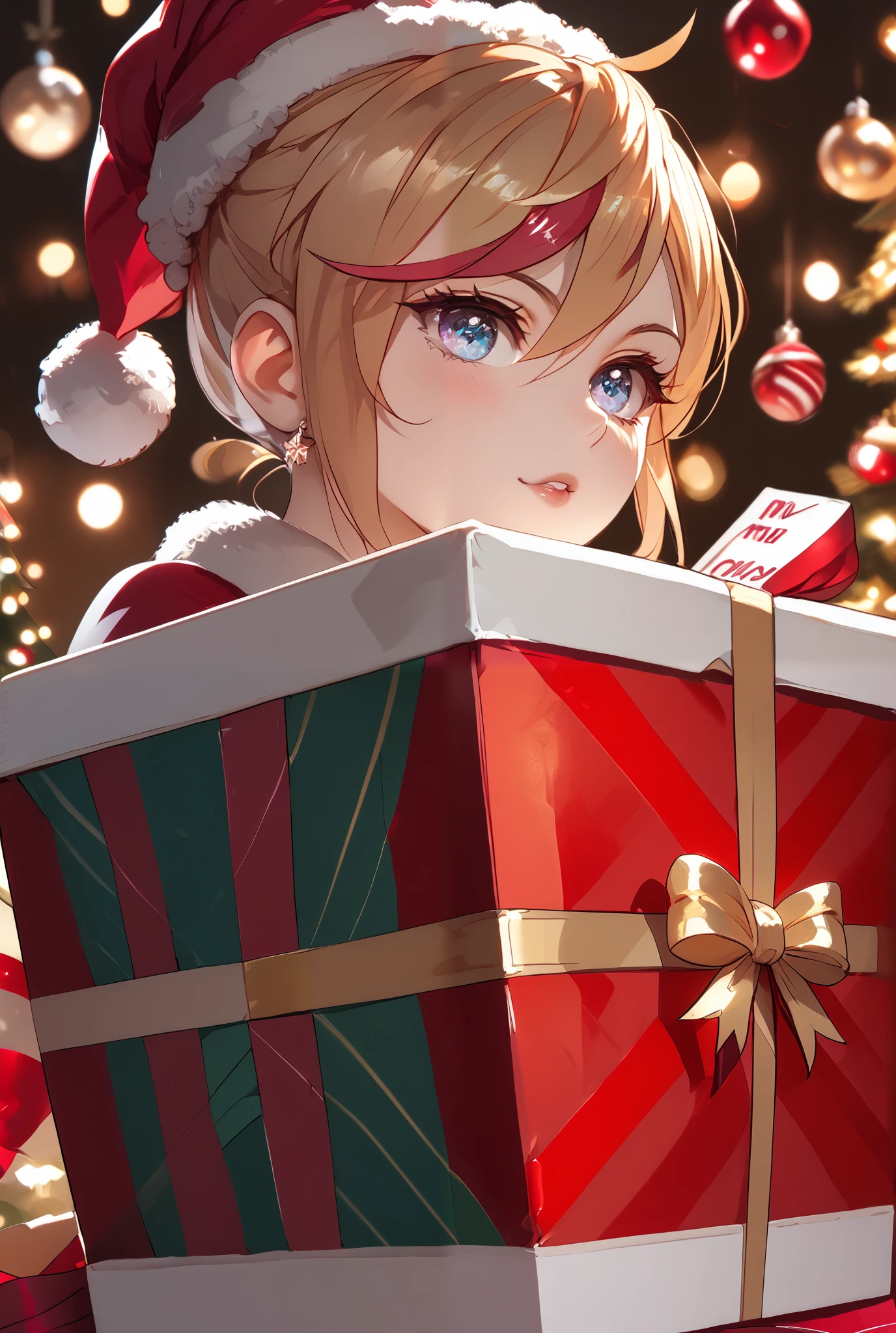 Muse Dash Rin, Rin, wearing a  erotic Christmas box