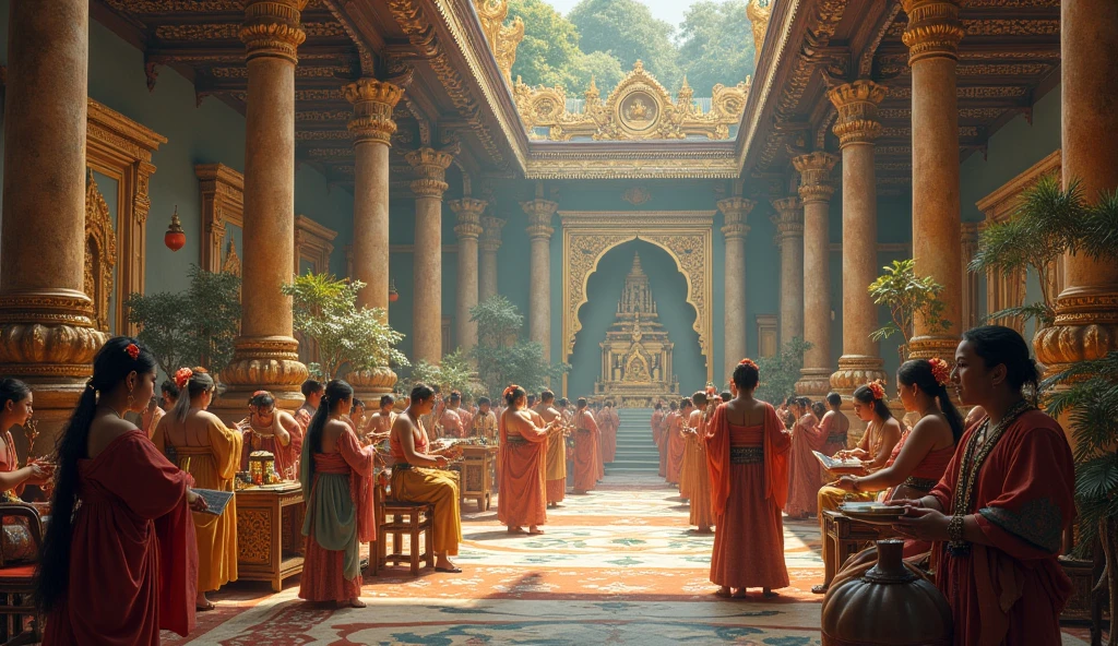 Typical Mahabharat time era inside house for background