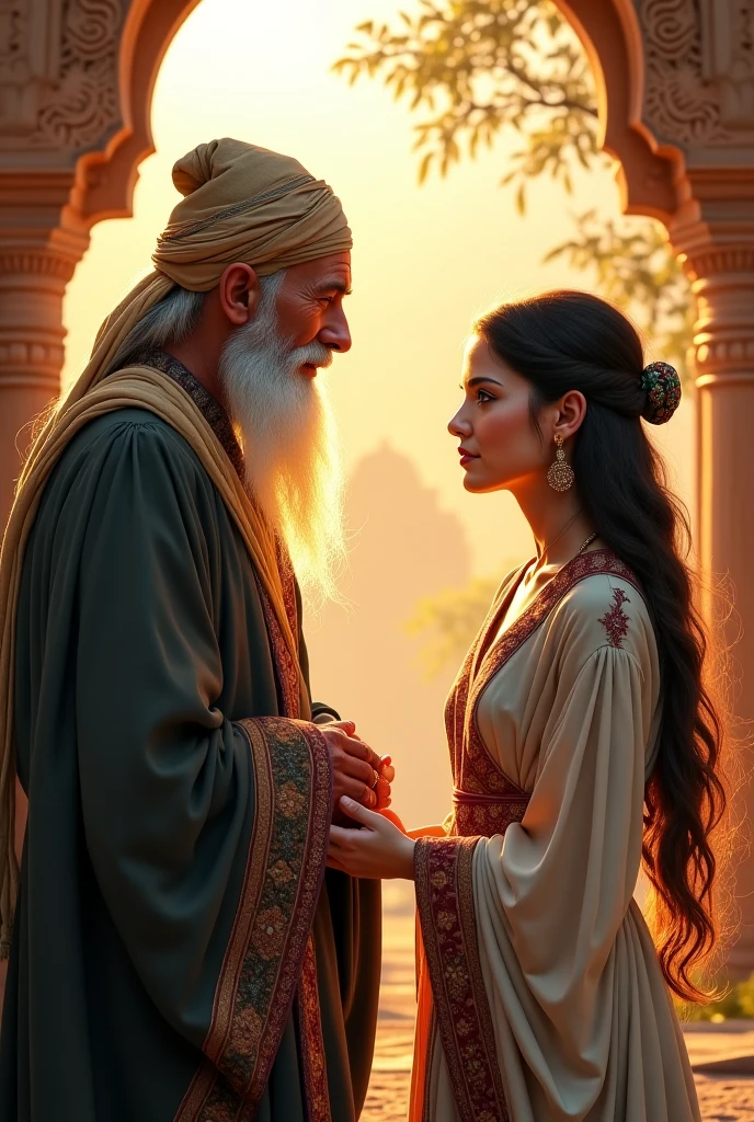 A rajput old man and his young rajput daughter