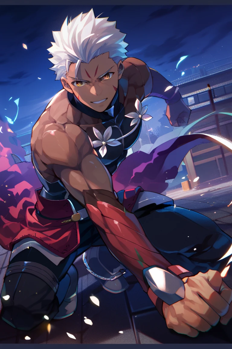 Tied up　Fight　masterpiece　juvenile　male　Kneel　Raised arms　Thin body　Embarrassing　Gray Hair　Orange eyes　Torn tights　Shoulder-length hair　Electricity is everywhere　get wet　Big eyes　Hair over one eye　thin　Black Spider-Man　Black clothes　Black body　Six-headed body