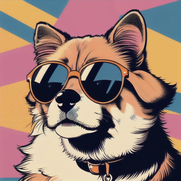  pop art ,  dog,  Sunglasses , 
