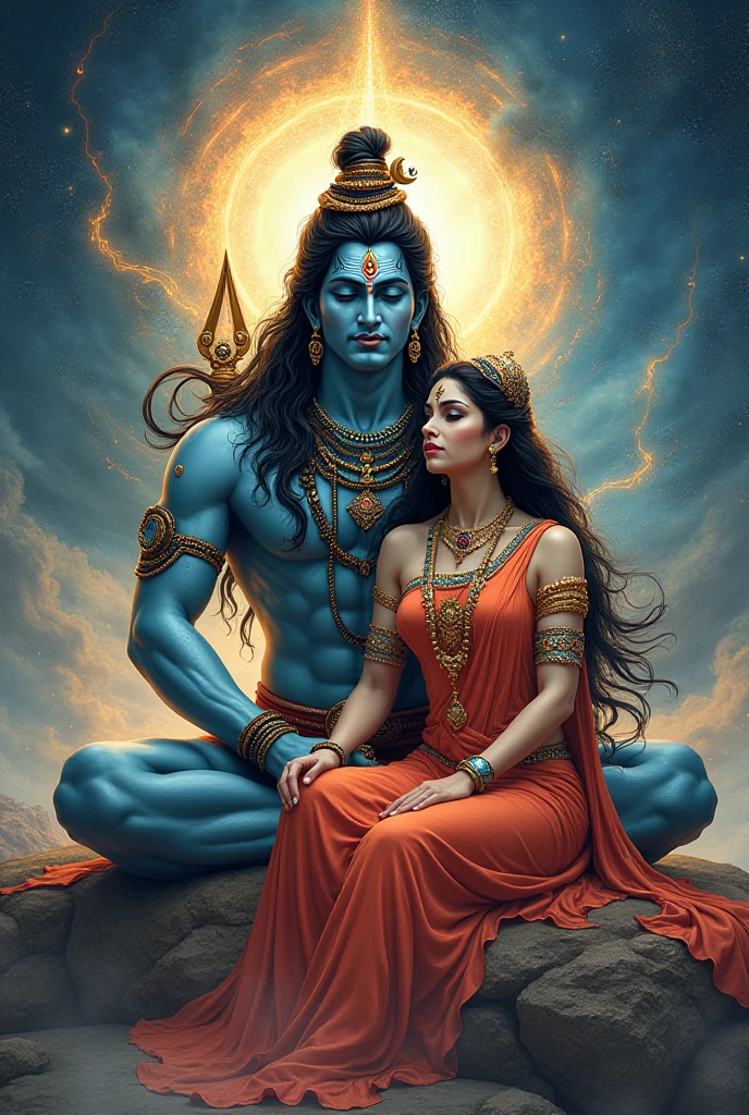 Indian God Vishnu and Laxmi Ji, Vishnu Ji sleeping
on the base and Laxmi Mata sitting pressing his feet and a five hooded snake.