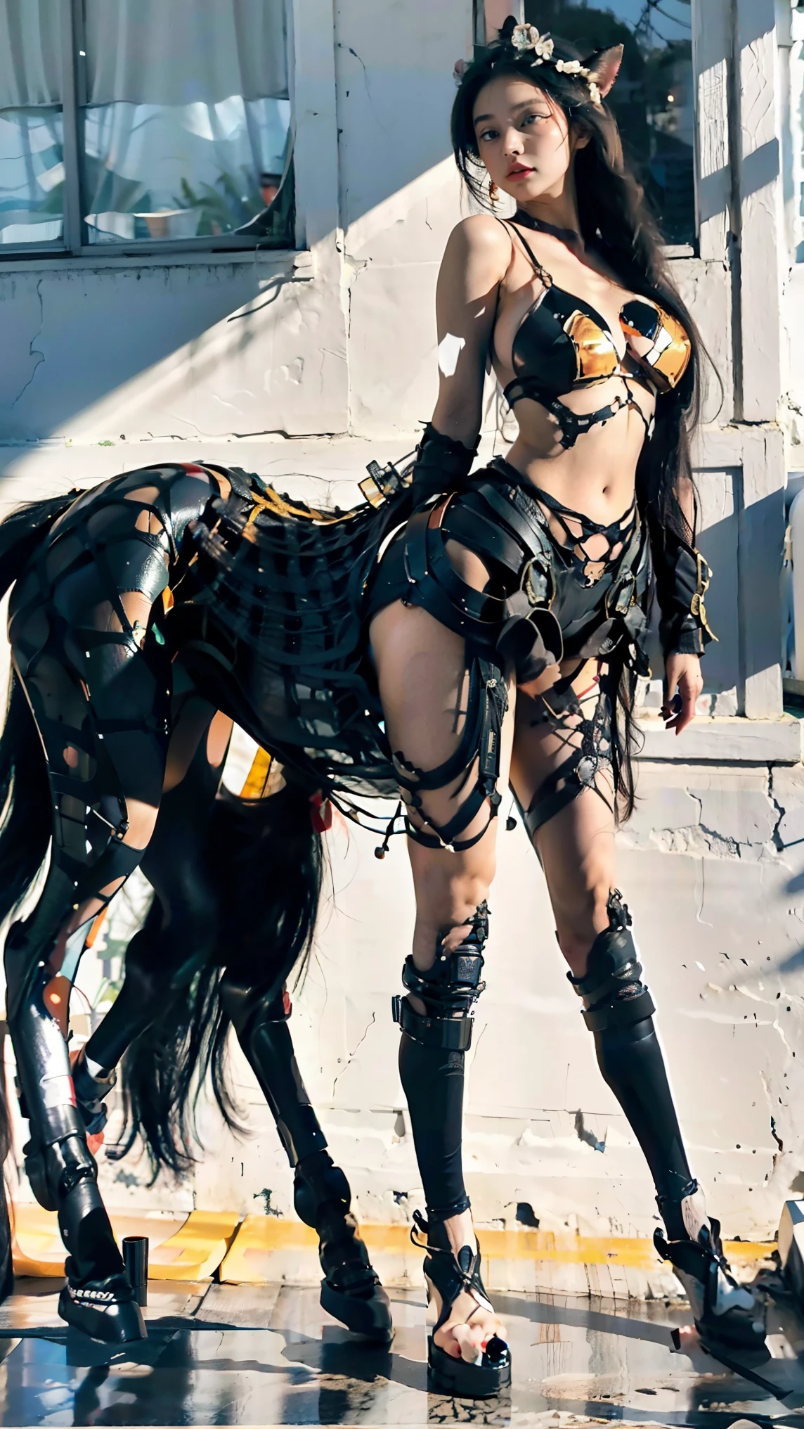A team of superheroes to create an oversized wide-angle , super depth of field , Beautiful cinematic promotional illustrations with Hollywood master-level designs , Distribute character materials with geometric shapes ,Multi-layer zoom ,Integrated 光线变化, multi-angle capture , Focus on the character's face ,( cybermecha centaur 、Metaphor 、暗藏玄机人物殿堂级的性特征and excellent sexual tension :1.6), world-class rendering , Super Detailed,Super complex, Super Detailed , details are true ,Super-sharp , super high quality output, bright color , beautiful ancient god Siren 。{( is based on classical aestheticism :1.8), super skill fighting moves , using commercial giant makeup props ,What brings together a team of (grace、pride:1.2) team up,include(人马合一的Cyber机甲半人马,Centaur,Centaur:1.8),and( the charming ancient gods, the mermaid 、Half man, half fish:1.6),and(Cat girl,Cat People, half human half cat ),and( high-energy phoenix girl 、Fire woman、 half human half fire :1.6), and the mini flower fairy (Fairy:1.6),以及粉红的魔tail(Succubus:1.6),wait( more than the five beast girl Furui 1 .5),they(Integrated 、 Perfect Blend 、 precise connection 、 seamless nesting 、 line slender 、 appearance incorporating mythological, legendary, and monster features、tail、Tentacles、Wings、Feather、scale、nail、hoof、Anti-Joint 、Arthropod、fur、Chitin 、Pattern、Tattoo、华丽装饰wait外观特征:2), superheroes with (Beauty:1.5)、Tear mole、( compression of gravity, a large bag with an oversized curve, full, super huge jelly chest:1.6)、收窄的肋骨and肩、Vacuum belly、 rough、 ultra-long hips and legs 、 long body ,Standardized ergonomics 、 Physiological Perfection、 Medical Beauty Skin 、 Mysterious and fragrant organs }。场景内include职业为女性的:( Cthulhu folklorist 、Explorer、warrior、Clergy、scholar、wizard、 superhouse 、emperor、Angel、immortal、妖魔wait)。 a variety of superb martial arts ,加入中式玄幻and西方奇幻wait多种幻想元素的装备and服饰,包含有中西方多种古典and潮服融合的超级服装,诸多幻想and科技融合的特种装备, Blurred ultra-giant Oriental classical idols passing through the atmosphere 。 partner combination 、interactive、Innocence、Neon、 multiple color light 、Fire、 ultimate color control 、Fun、 Surrealism 、Cyber、Prize-winning entries 、、 inspirational idea 、 Clean Picture 、Reality、 settlement screen 、Chinese Comics、AAA Games、The invisible light code passed the 。( cybermecha centaur 、Metaphor 、 concentrated computing power metaphor using camera language 、 excellent sexual tension :1.6)。