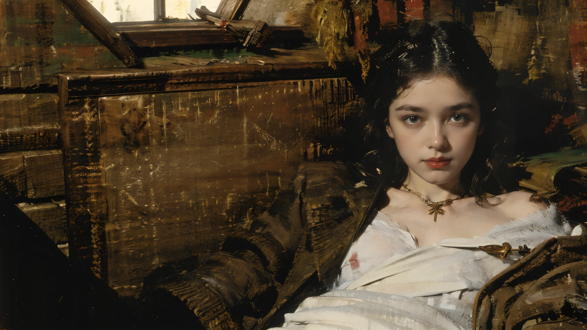 Russian girl in a bohemian Russian outfit love witchcraft is forced to use an amulet for love